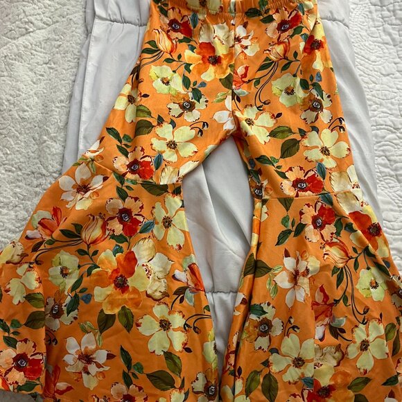 Floral Girls Bell Bottom Flare Pants - Picture 1 of 6
